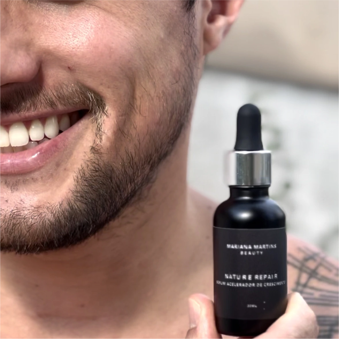 Antes e depois masculino, Barba, Serum 001, Em uso
